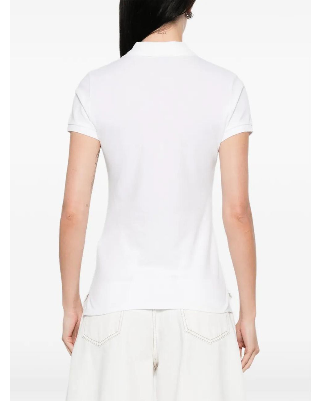 Polo Ralph Lauren White Logo-Embroidered Polo Top