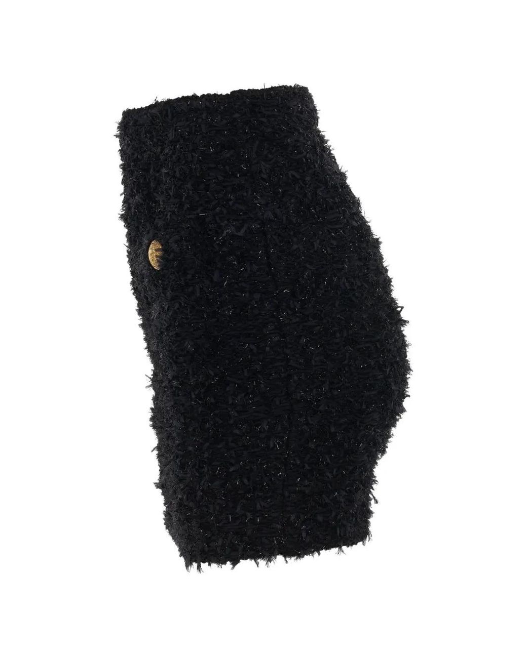 Balmain Black High-Waisted Tweed Skirt