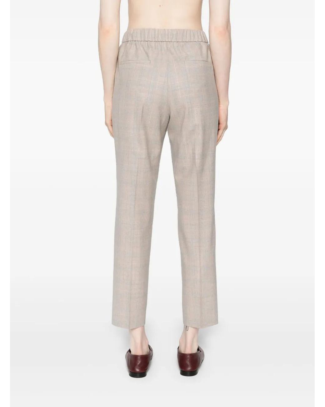 Peserico Natural Checked Tapered Trousers