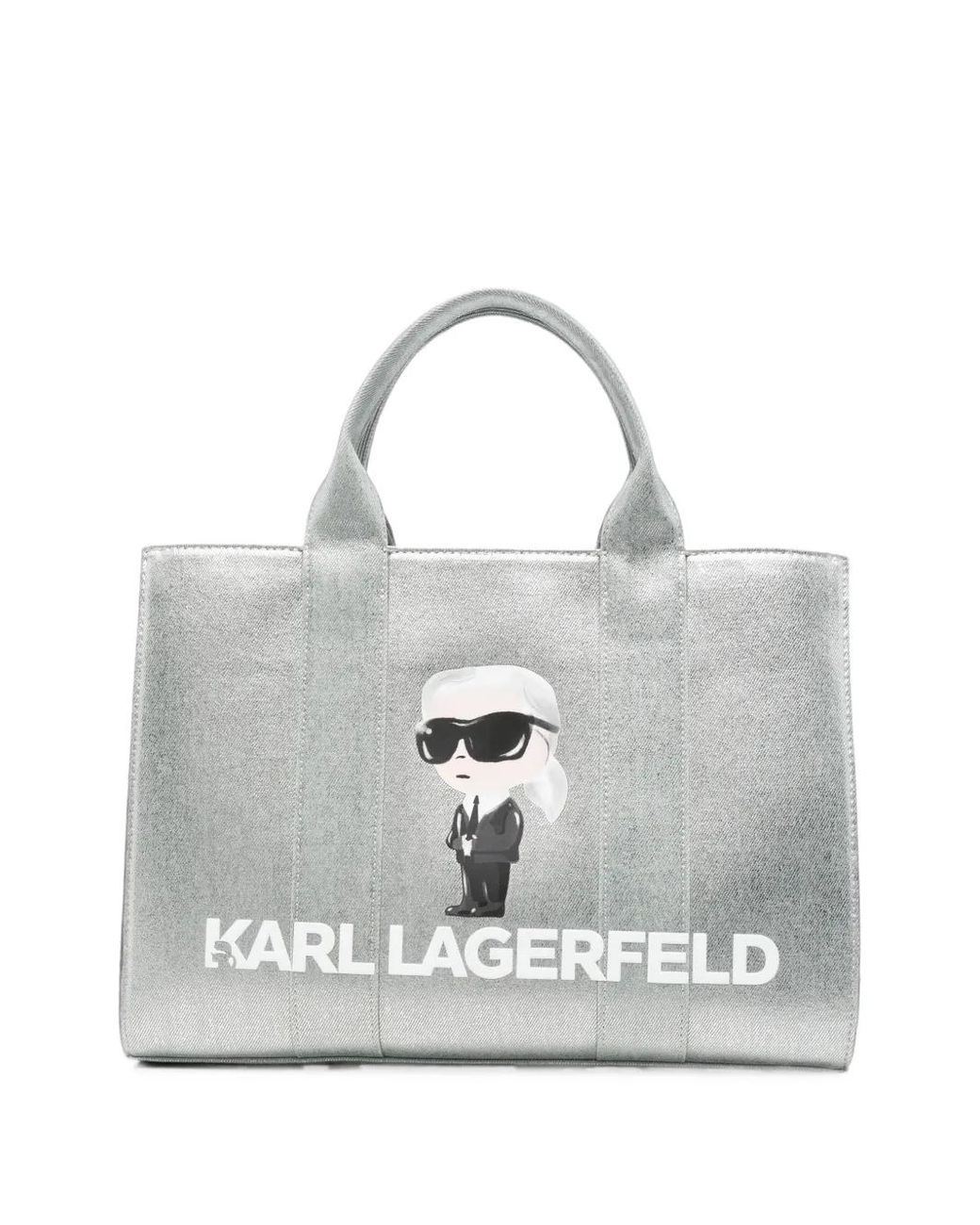 Karl Lagerfeld White Sac À Main Métallisé K/Ikonik À Logo Imprimé