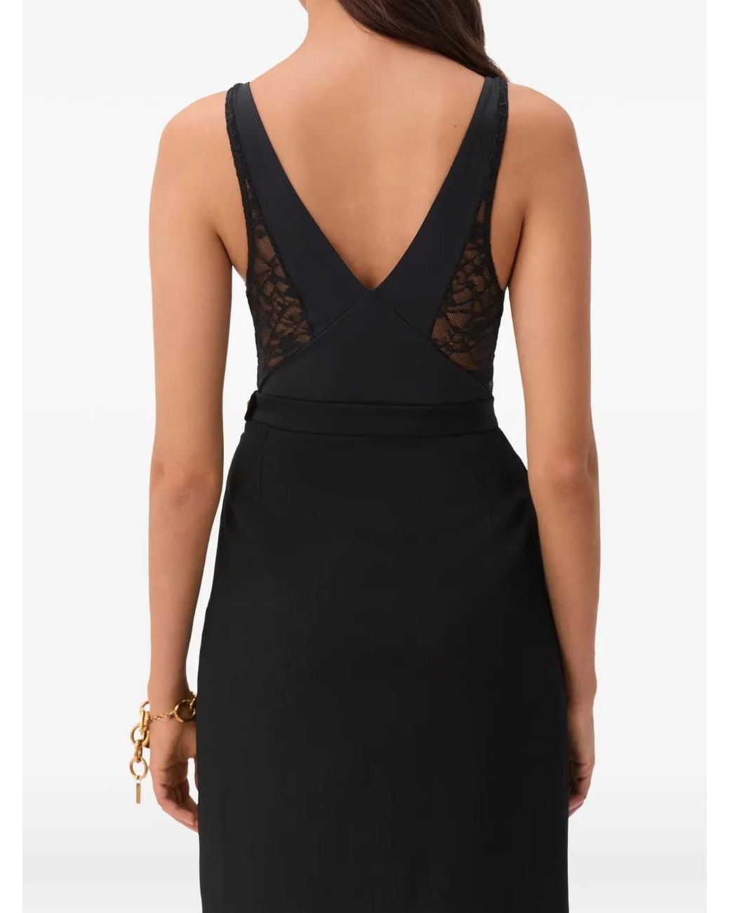 Versace Black Lace-Trim Bodysuit