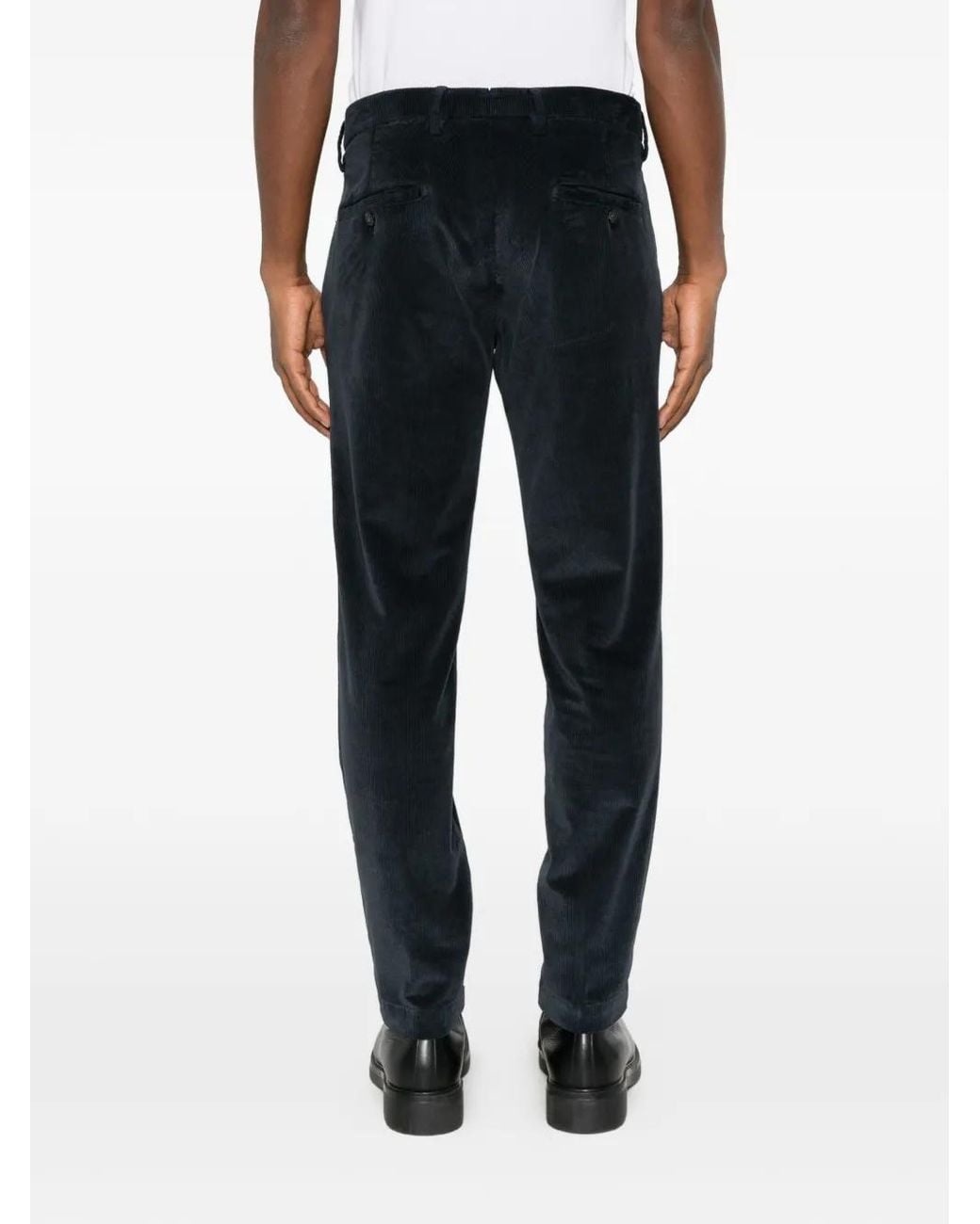VELA SHOP Black Pleated Corduroy Trousers for men