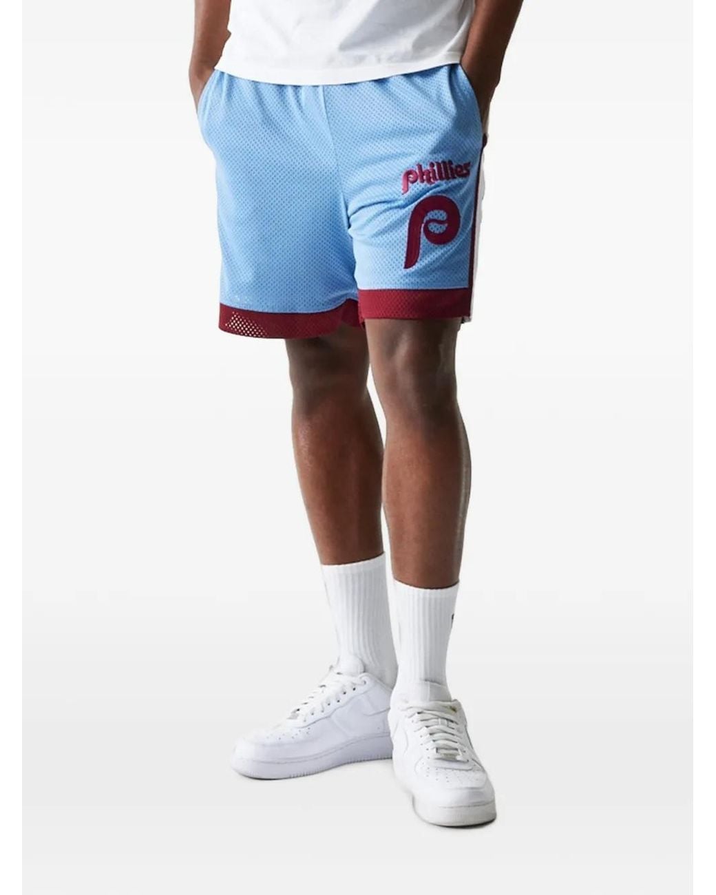 KTZ Blue Phillies Mlb Logo-Embroidered Mesh Shorts for men