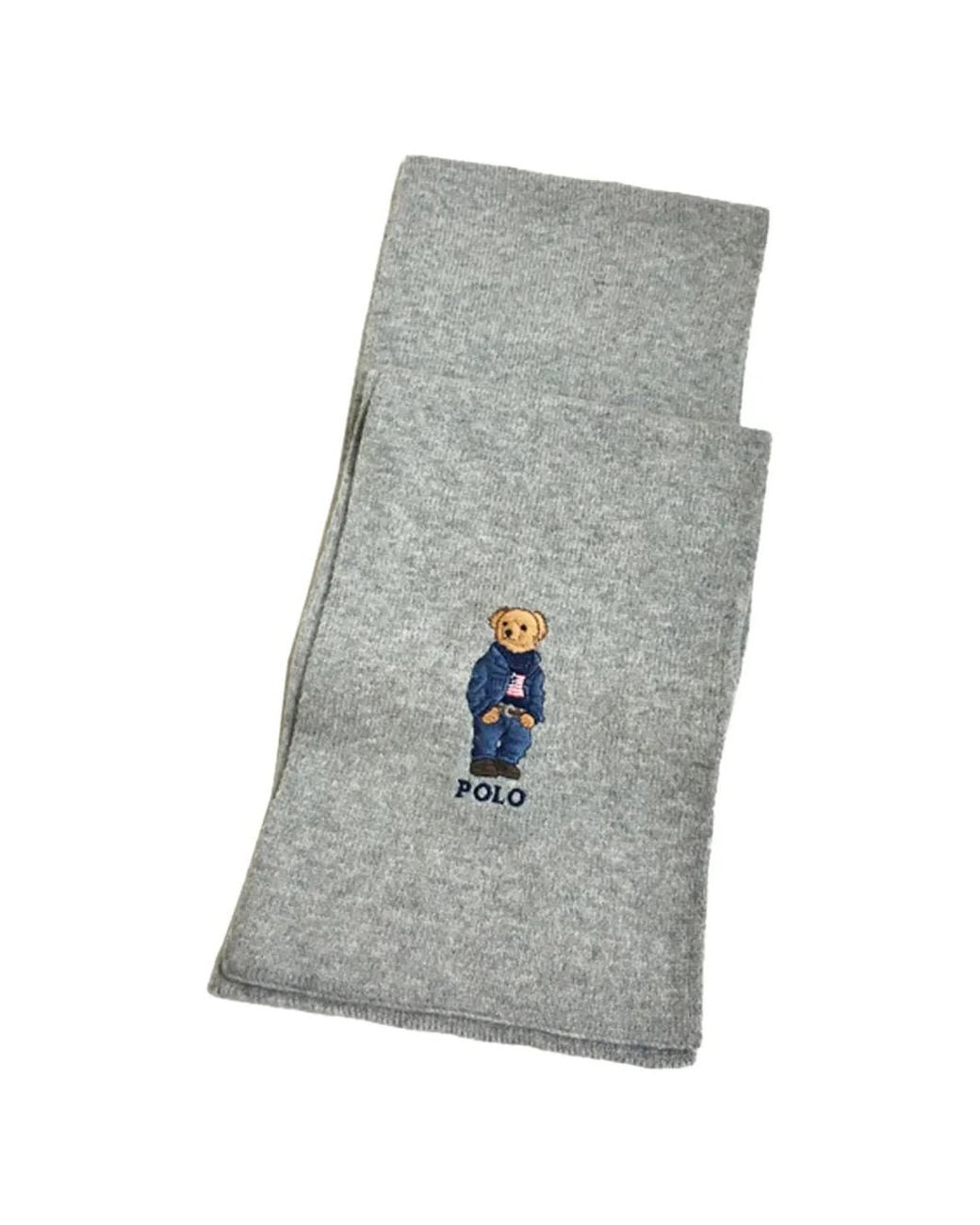Polo Ralph Lauren Gray Bear-Logo Scarf for men