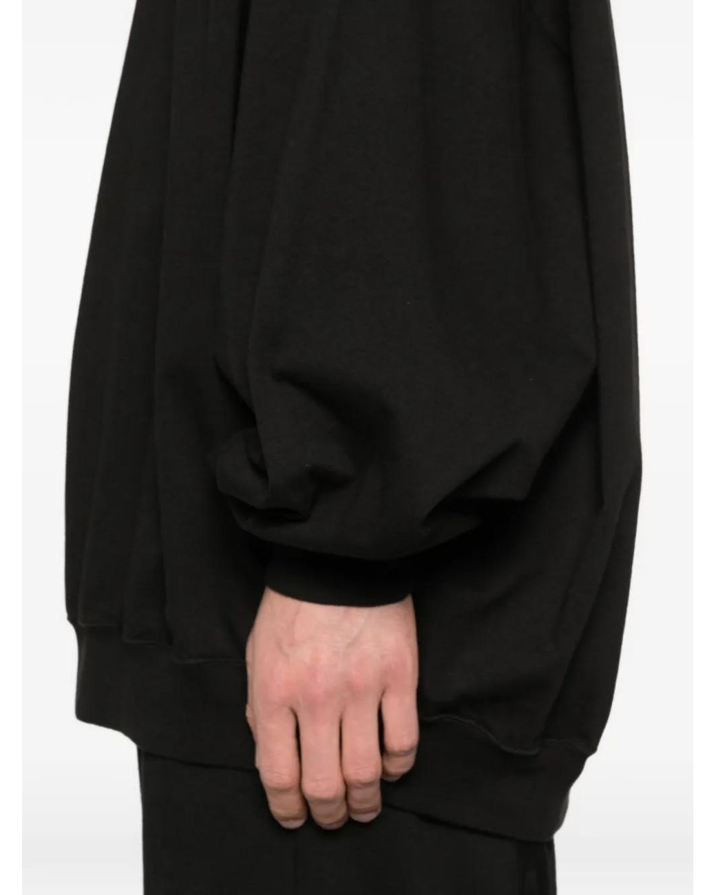 Rick Owens Black Sweat-Shirt Hun À Détail Noué for men
