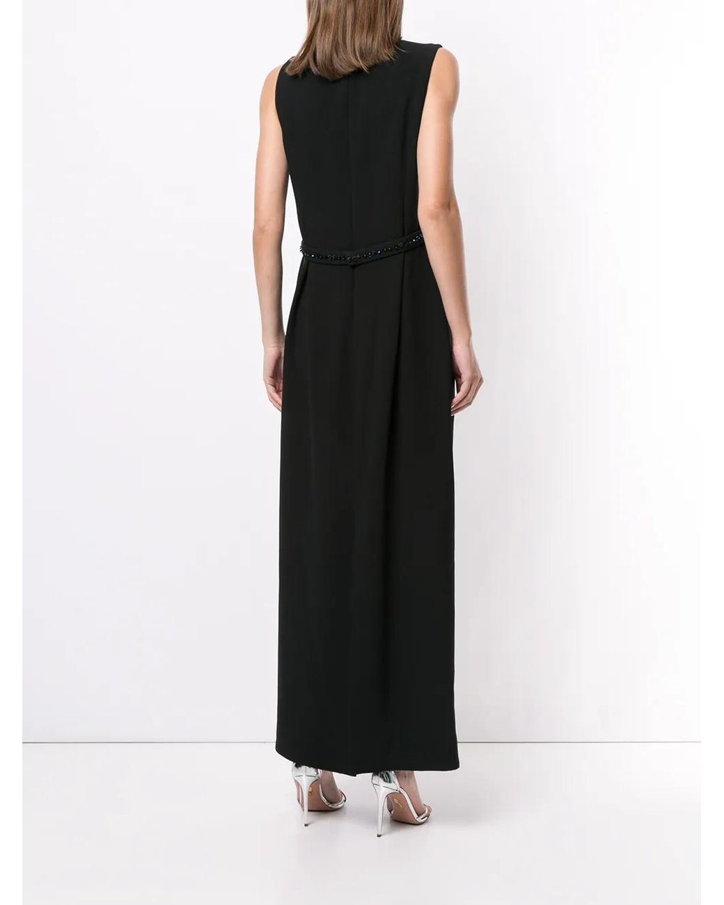 Delpozo Black V-Neck Long Dress