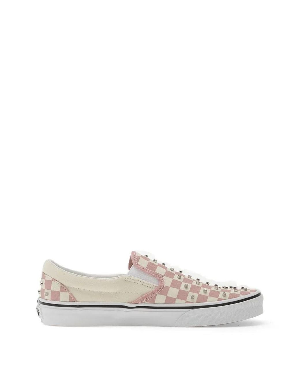 Vans White Baskets À Enfiler Cloutées À Motif Damier