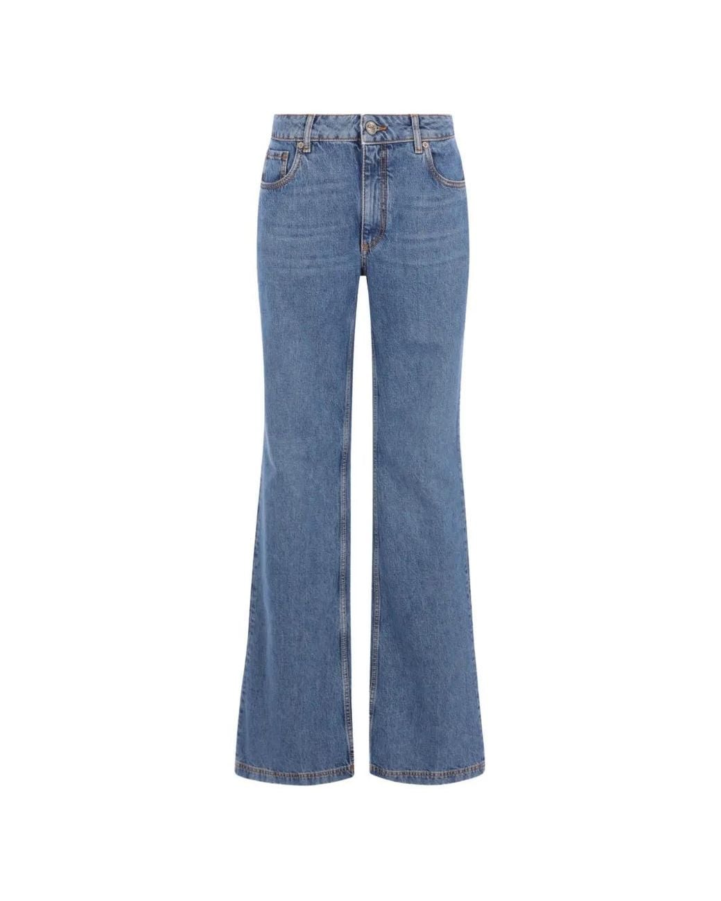 Etro Blue Pegaso-Embroidered Flared Jeans