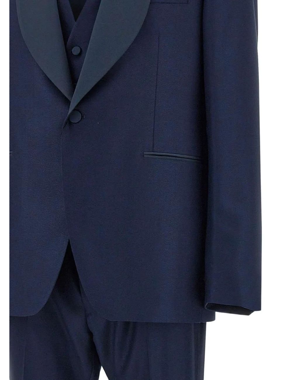 Tagliatore Blue Shawl-Lapel Three-Piece Suit for men
