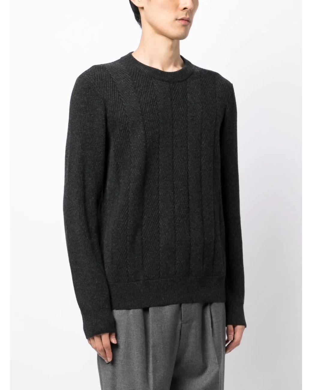 Dunhill Black Crew-Neck Wool Jumper for men
