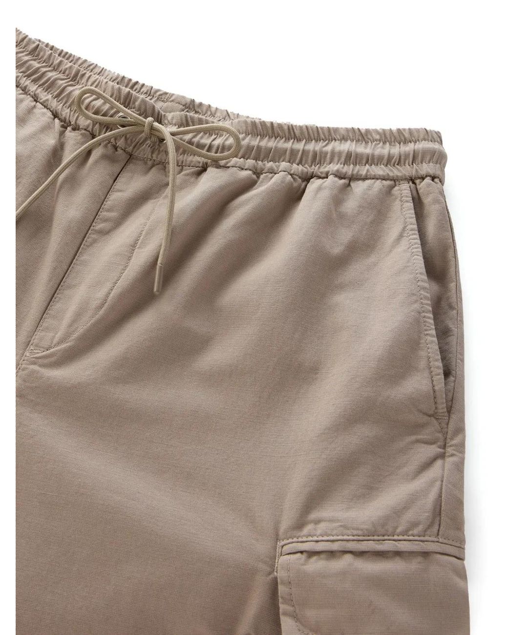 Woolrich Natural Straight-Leg Cargo Trousers for men