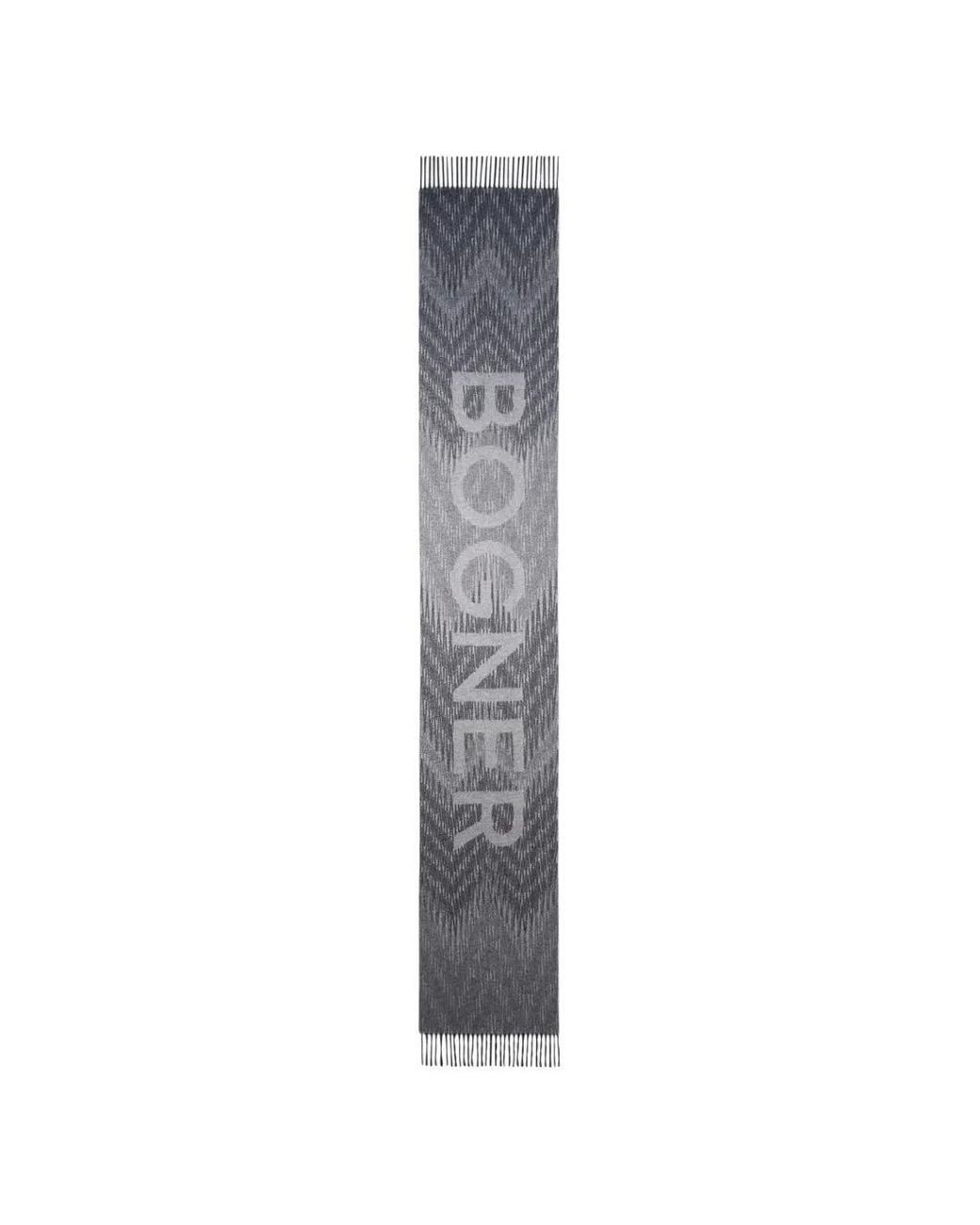 Bogner White Jacquard-Knit Logo-Lettering Wool Scarf for men