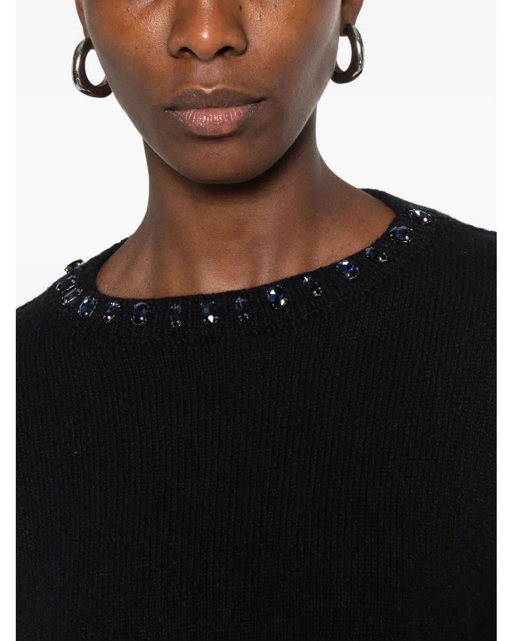 Liviana Conti Black Crystal-Embellished Sweater