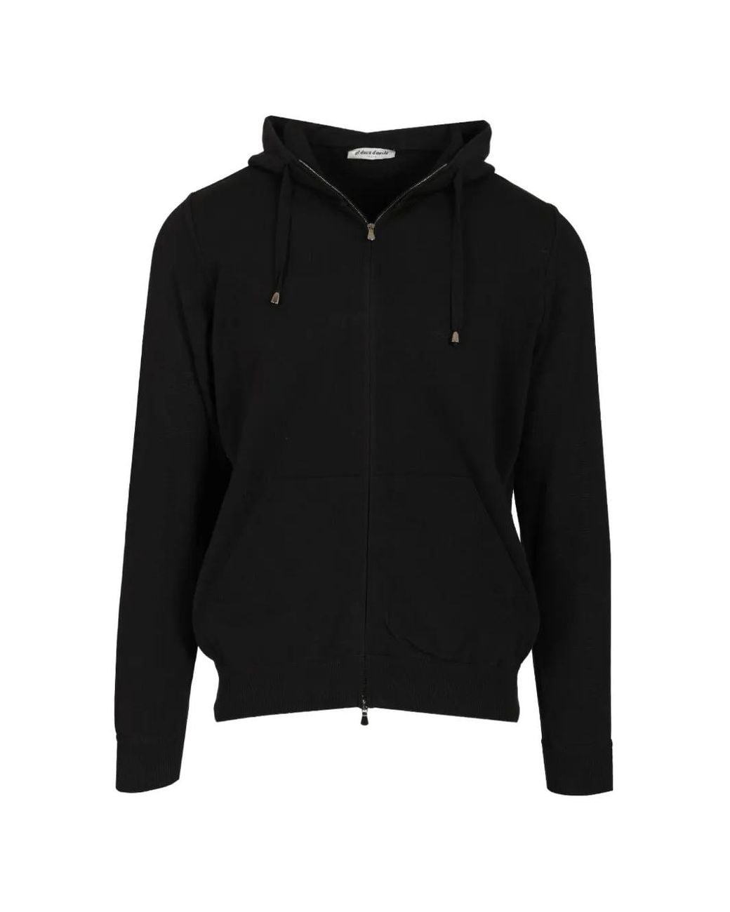 Al Duca D'aosta Black Zip-Fastening Drawstring Hoodie for men