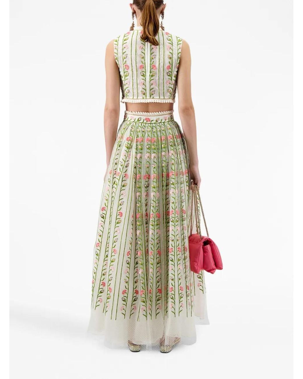 Giambattista Valli Gray Floral-Embroidered Top