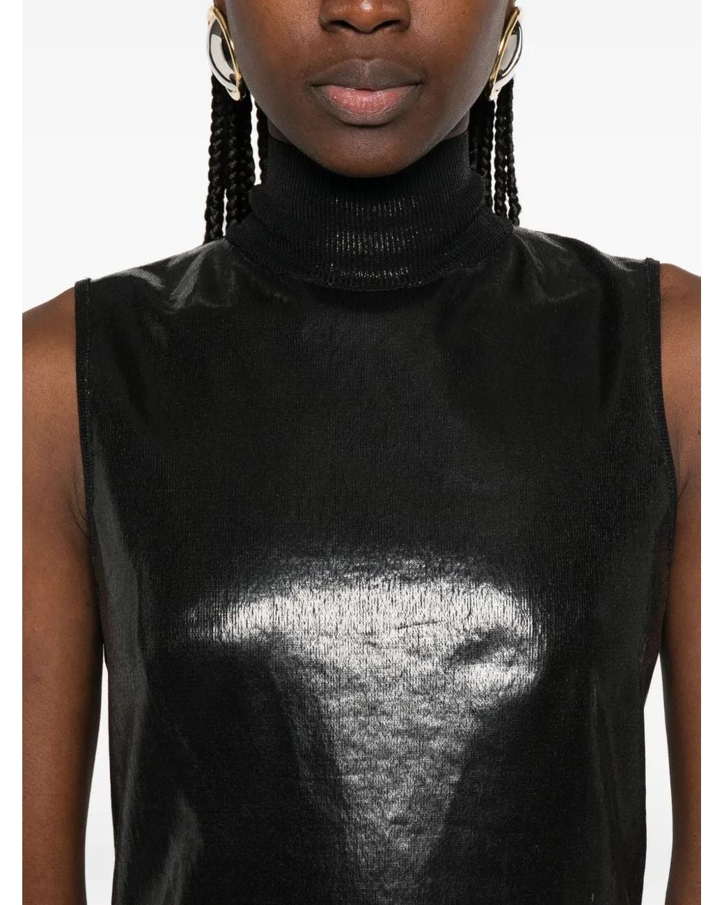 Alexander Wang Black Robe Longue Sans Manches À Col Roulé