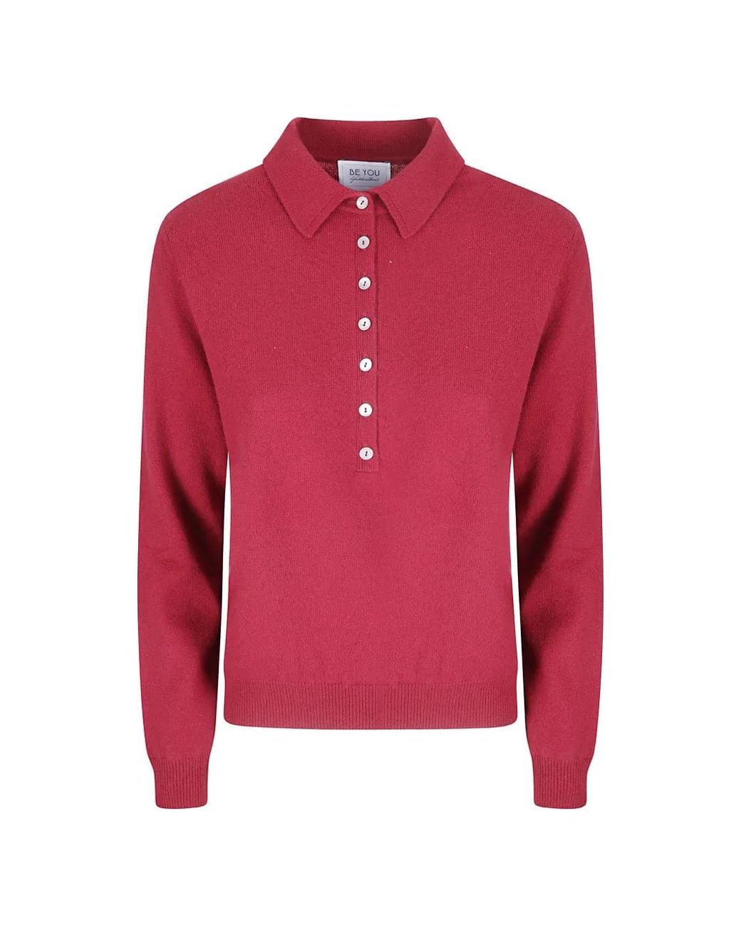 Be You Red Cashmere Polo-Neck Sweater