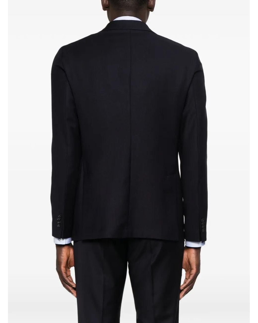 Manuel Ritz Blue Notched-Lapels Single-Breasted Blazer for men