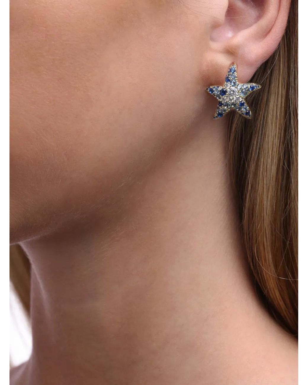 Eshvi Blue Starfish Earrings
