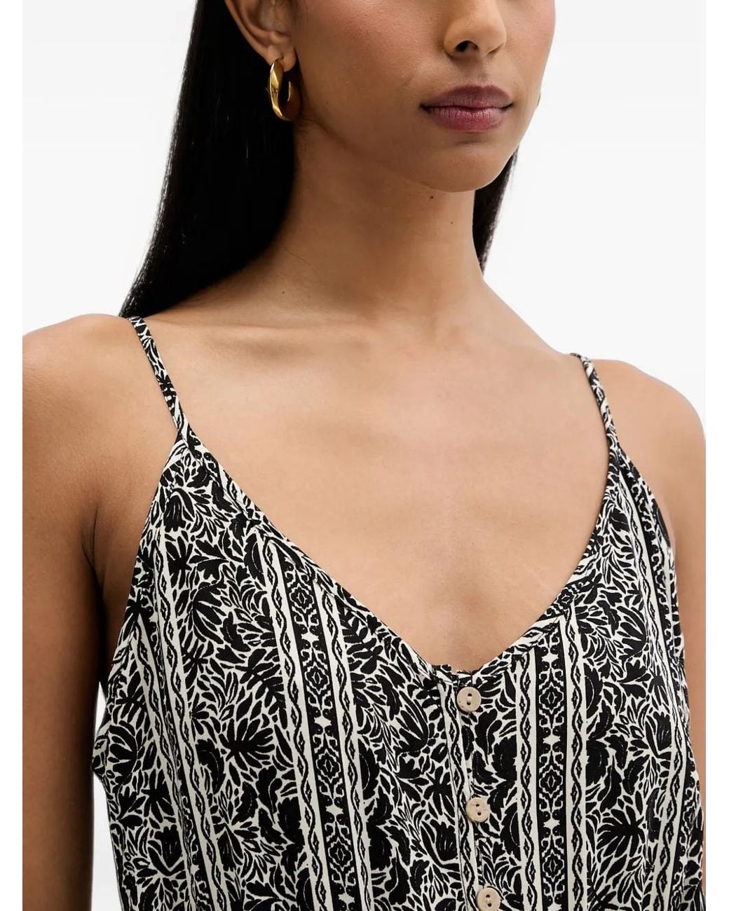Rip Curl Black Molokai Floral-Print Button-Up Maxi Dress