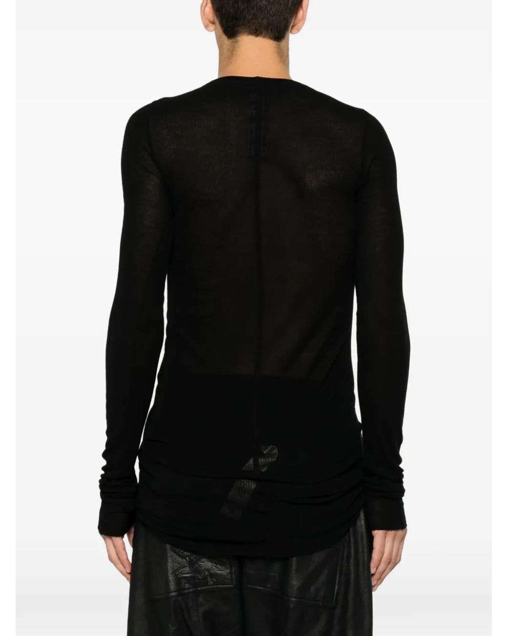 Rick Owens Black Tower Rib Long-Sleeved Tee for men