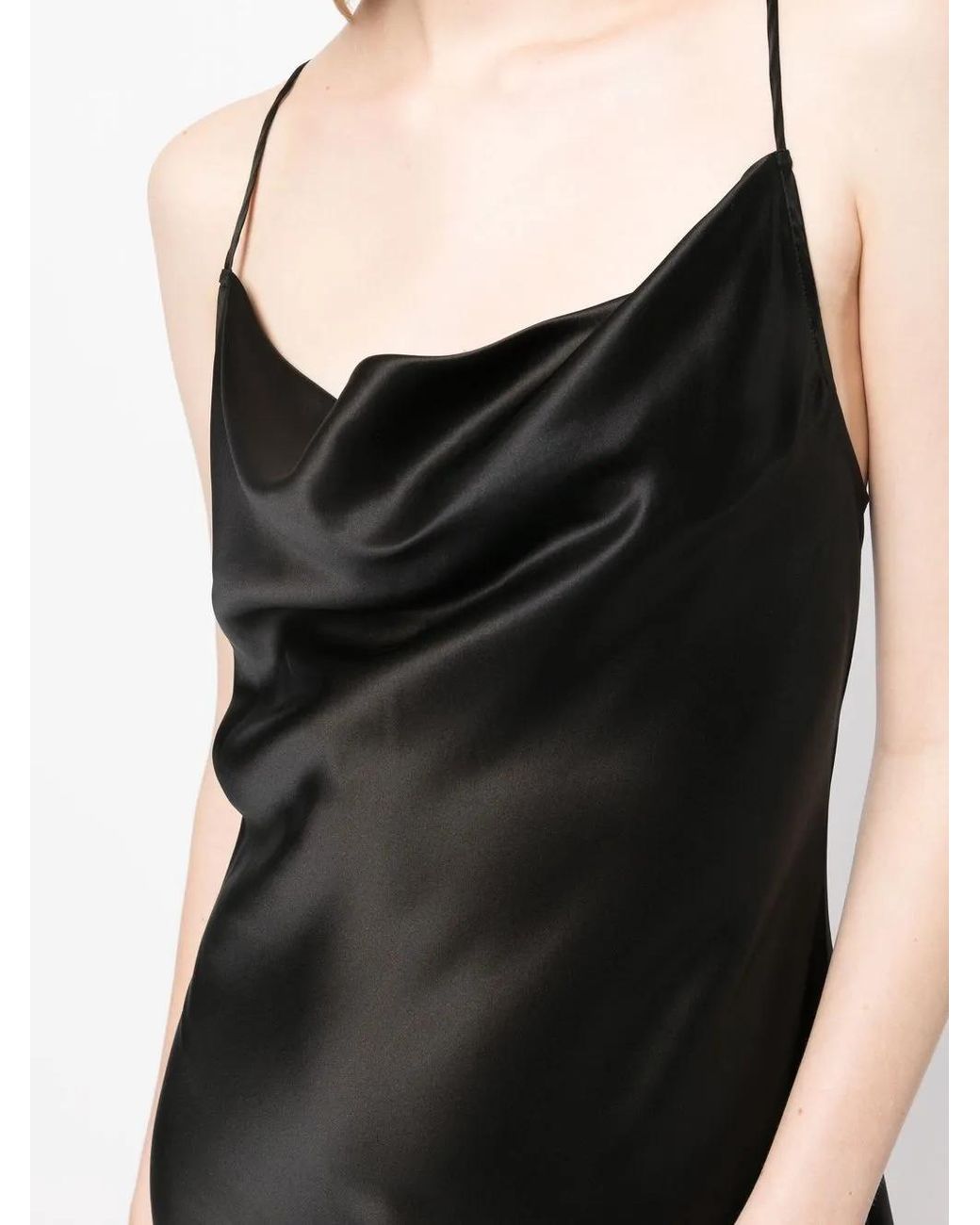 Fleur du Mal Black Cowl-Neck Slip Dress