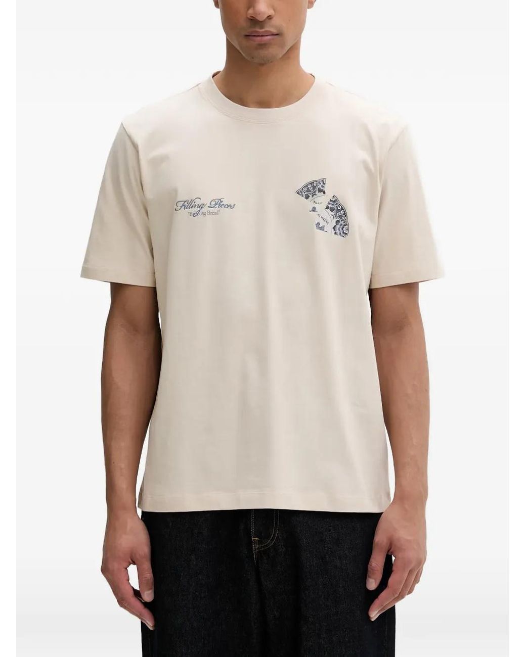 Filling Pieces White Graphic-Print T-Shirt for men