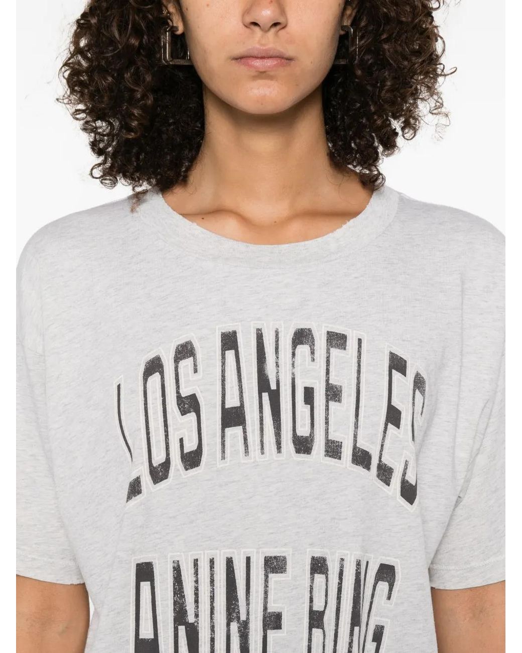 Anine Bing Gray Johnny Cropped Tee