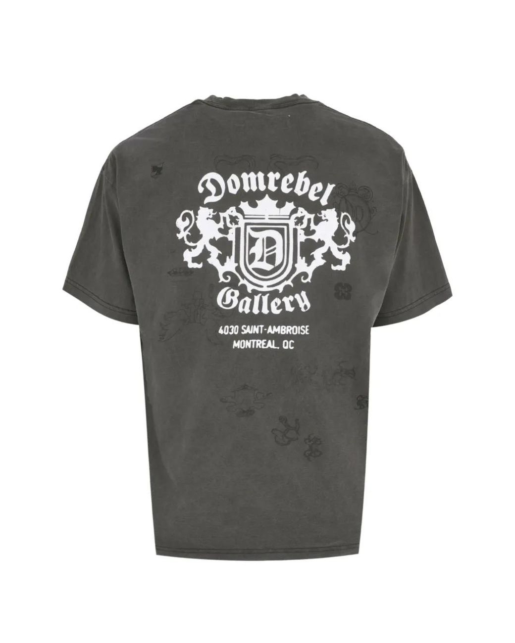 DOMREBEL Gray Lion Crest Print T-Shirt for men