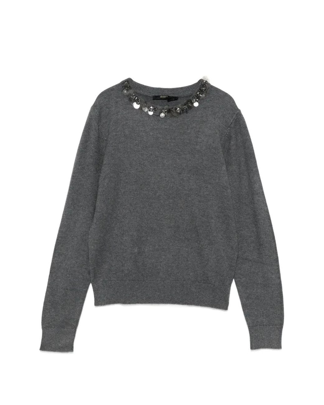 Seventy Gray Sequin-Embellished Sweater
