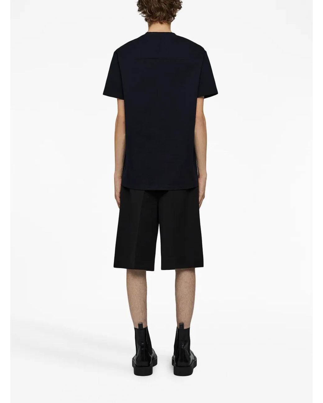 Jil Sander Blue Logo-Plaque Cotton T-Shirt for men
