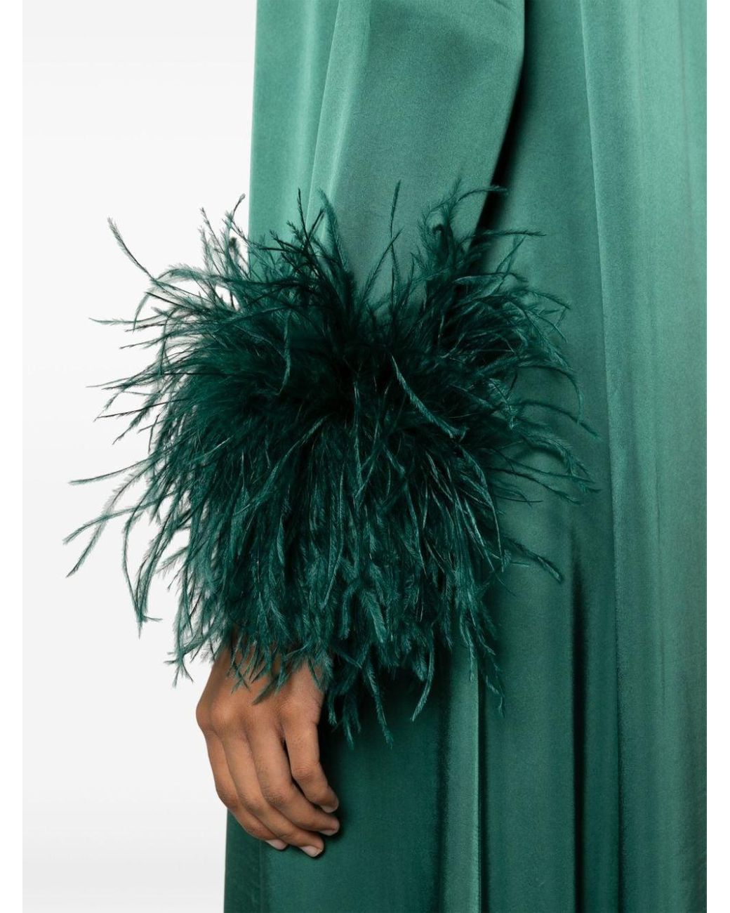 green sleeper dress Suzi Maxi Dress With Detachable Feathers in Green