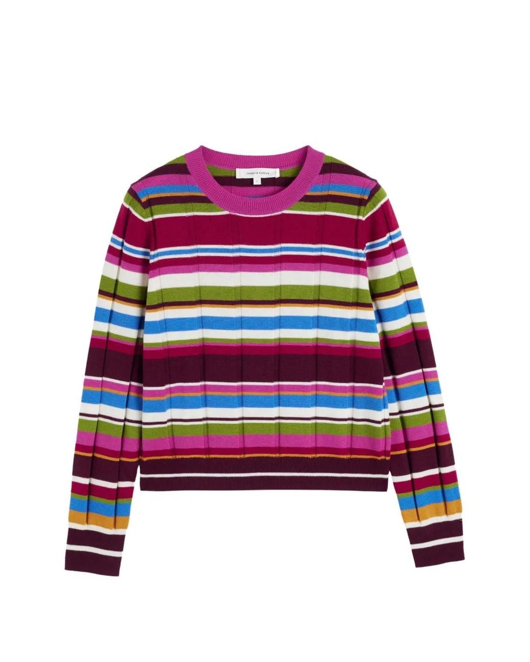 Chinti & Parker Red Stripe-Pattern Ribbed-Knit Sweater