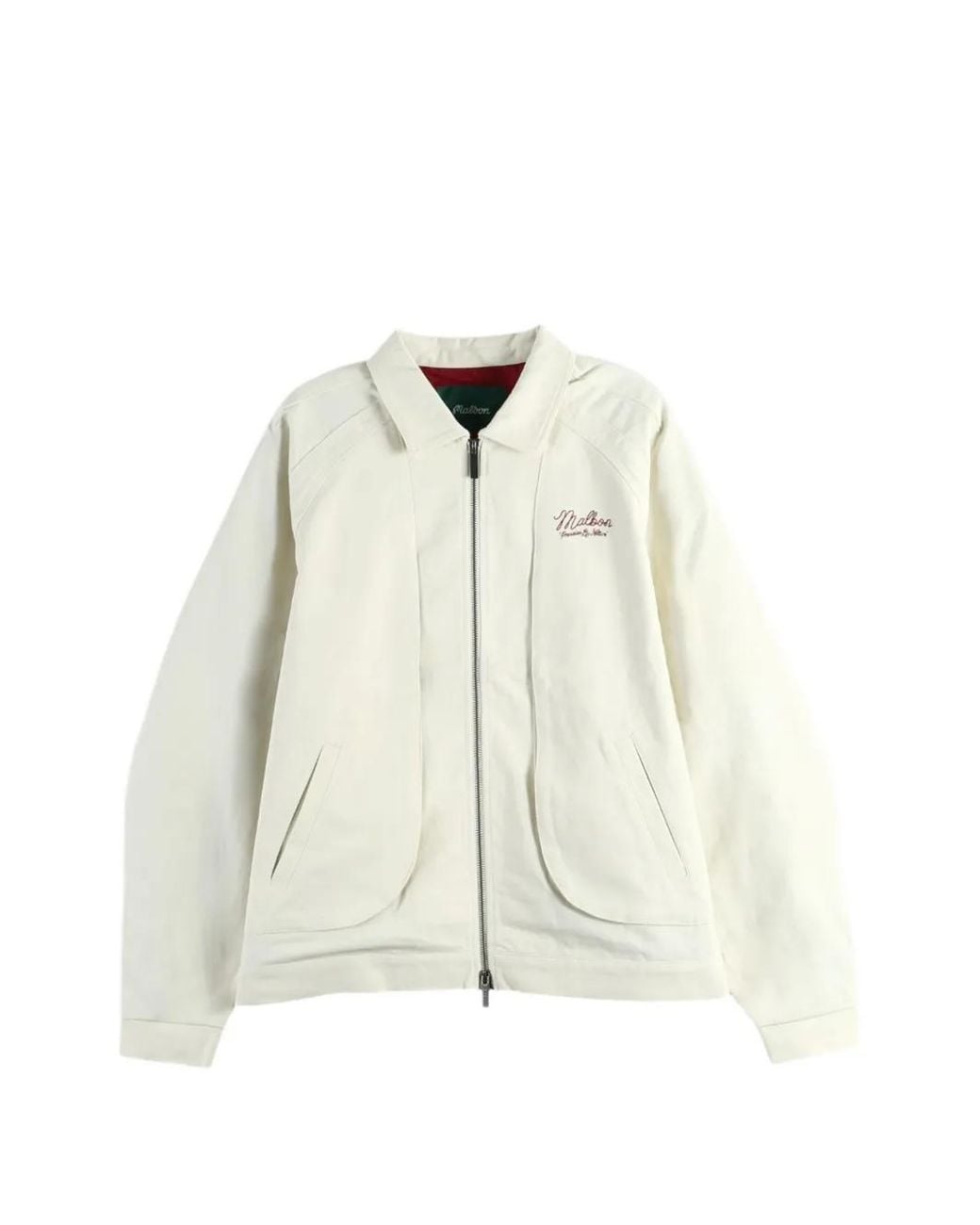 Malbon Golf White Field Logo-Patch Zip-Up Jacket for men