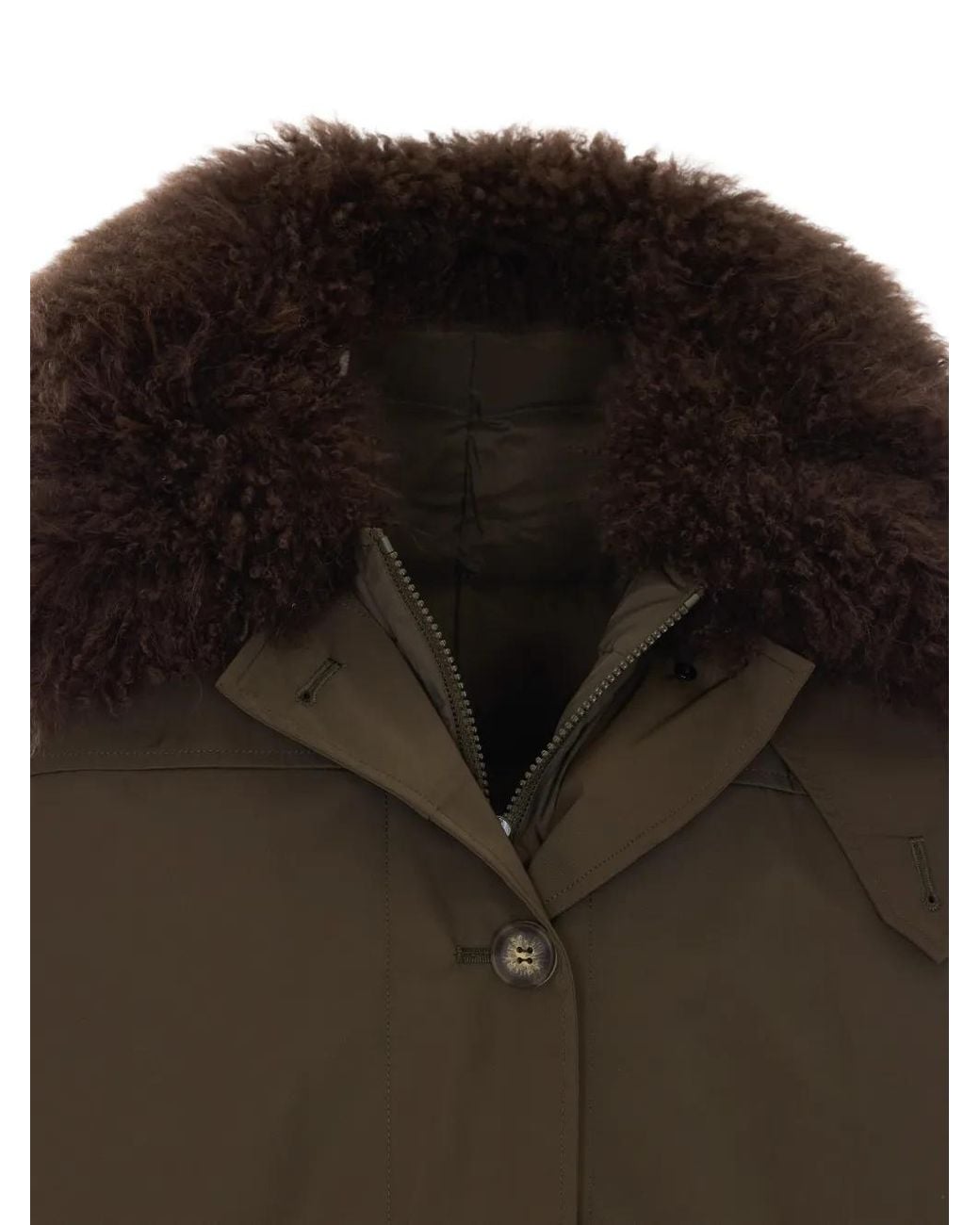 Lou Andrea Brown Faux-Fur Collar Padded Jacket