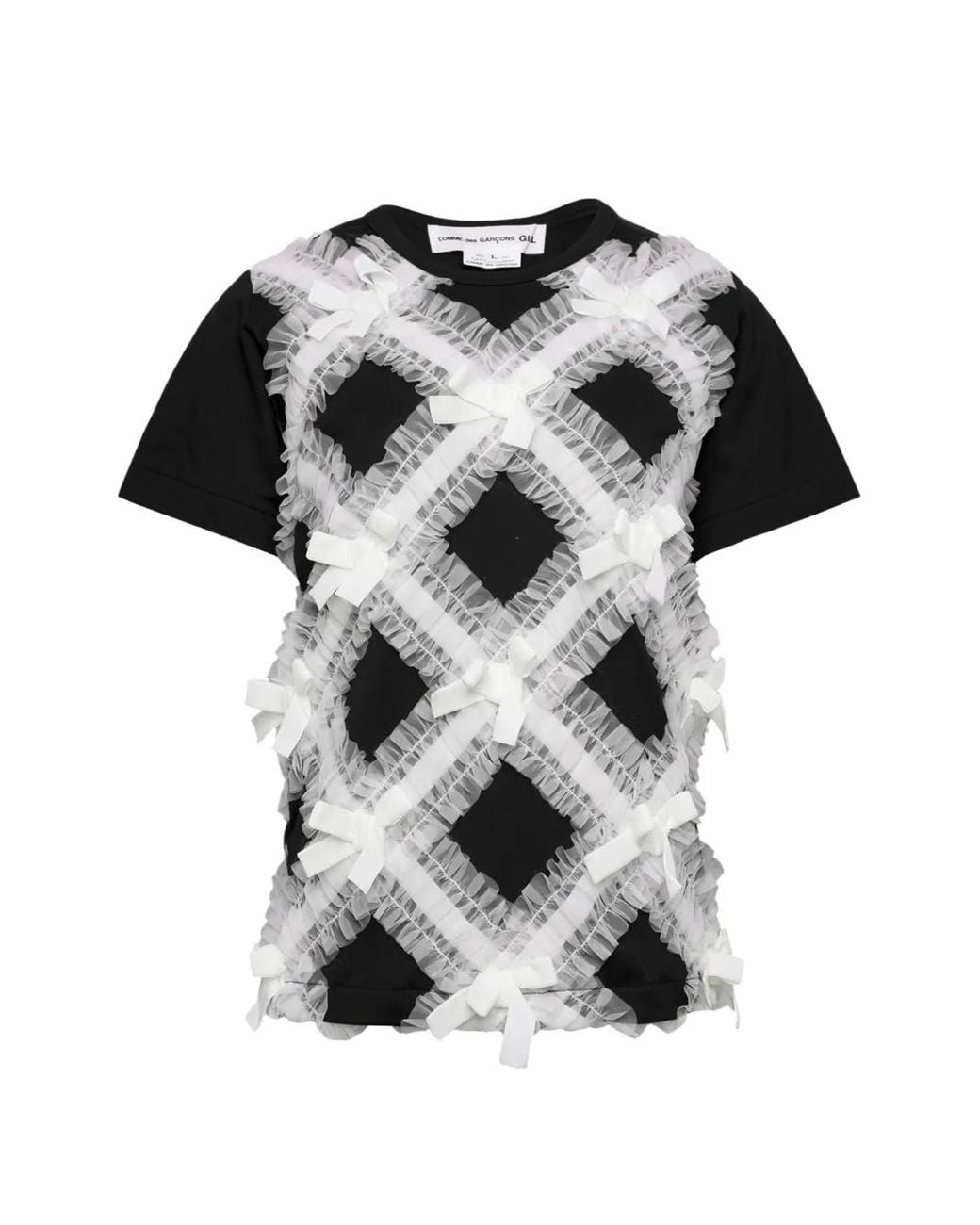 Comme des Garçons Black Ruffled Bow-Embellished T-Shirt