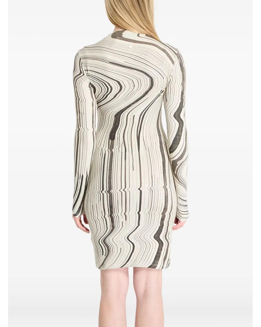 Desigual White Wavy Striped Mini Dress