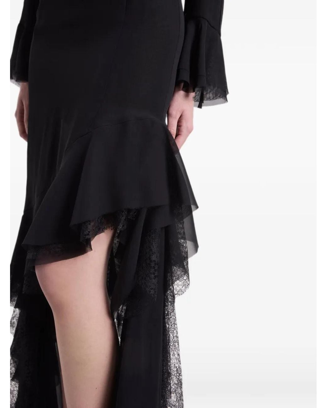 Nina Ricci Black Asymmetrical-Hem Midi Dress