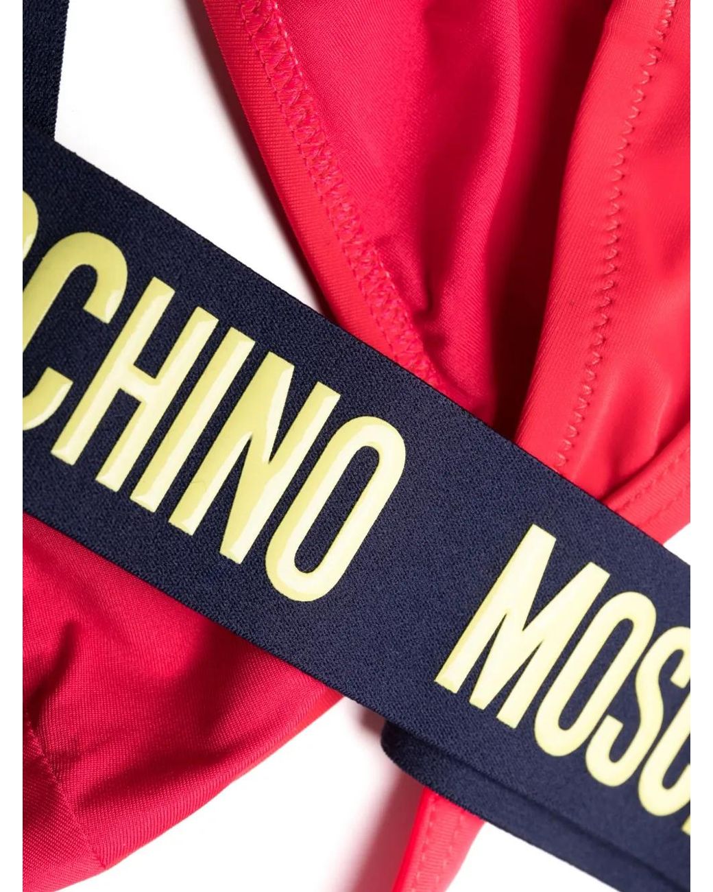 Moschino Red Logo-Embossed Bikini Top