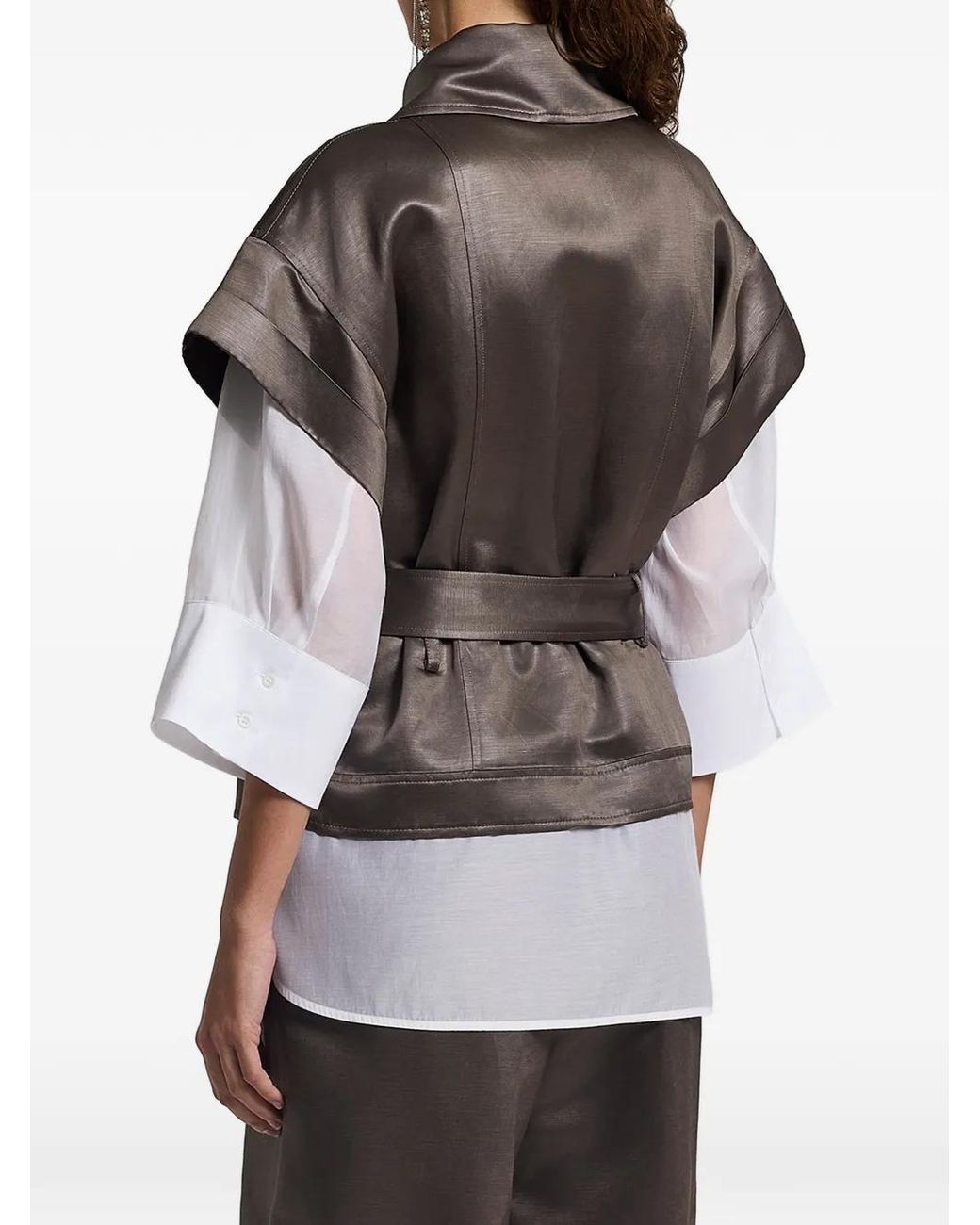 Peserico Gray Veste Zippée À Taille Ceinturée