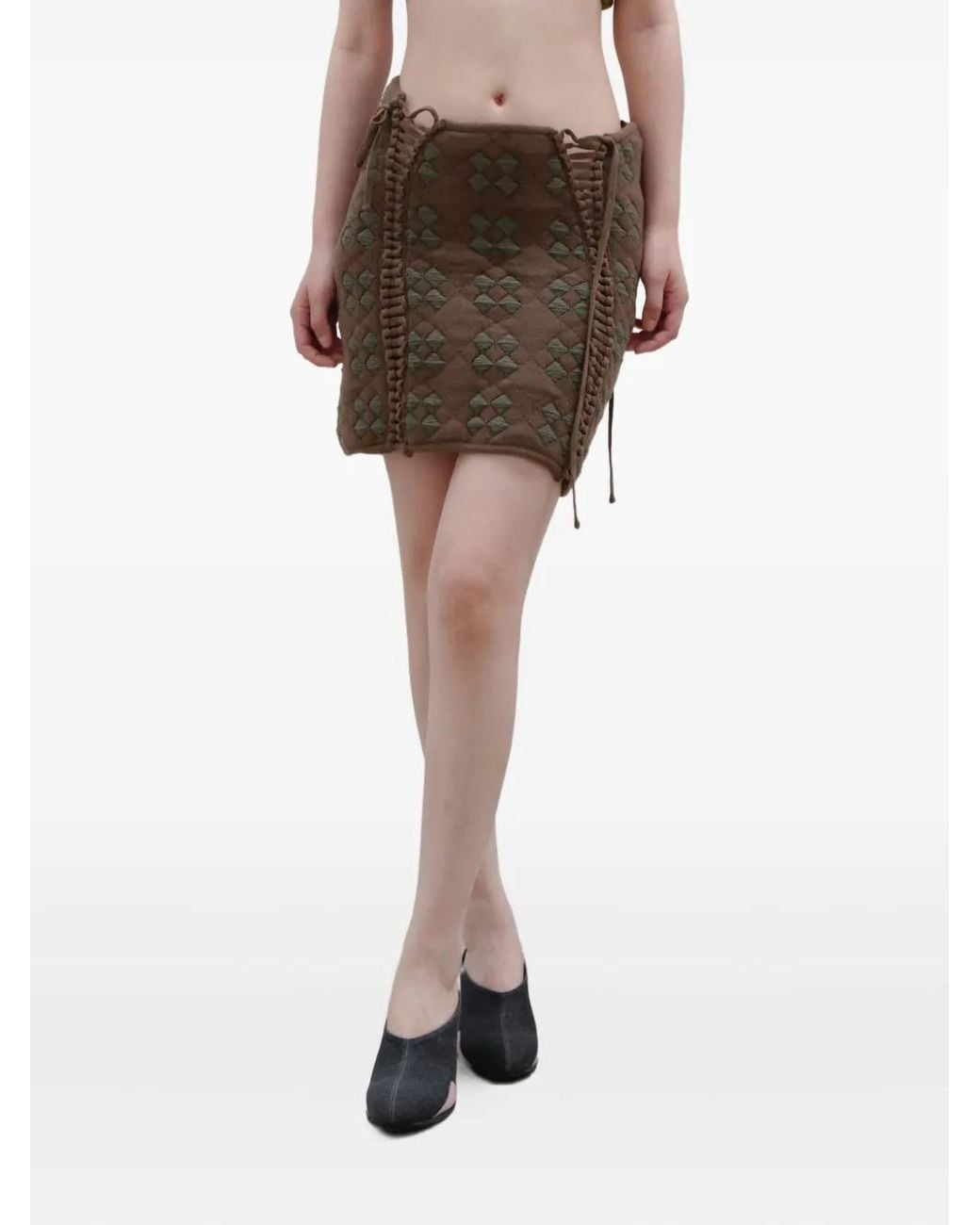 Isa Boulder Natural Lace Up-Detail Skirt
