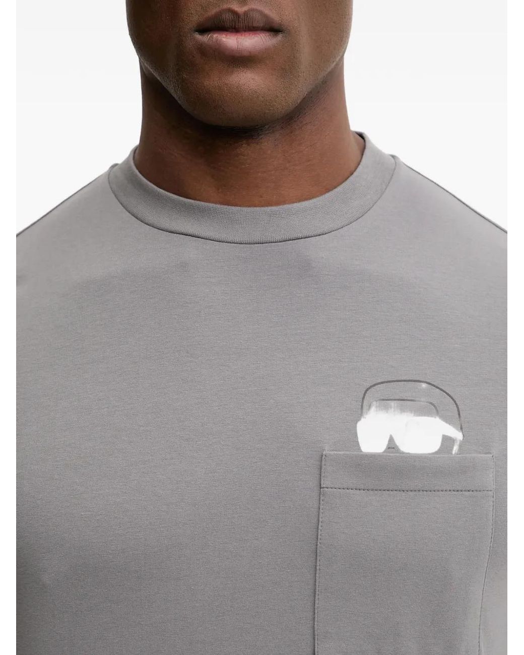 Karl Lagerfeld Gray Graphic-Print T-Shirt for men