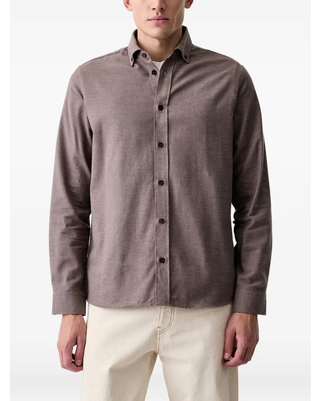 Mos Mosh Brown Mmgmarco Button-Down Long-Sleeve Shirt for men