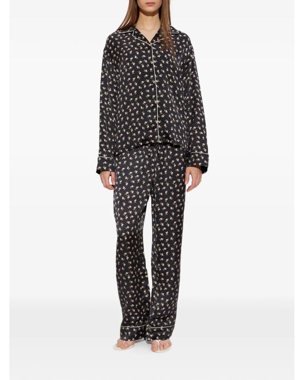 DIESEL Black Set-Maggie-D-Core Floral-Print Two-Piece Pajamas