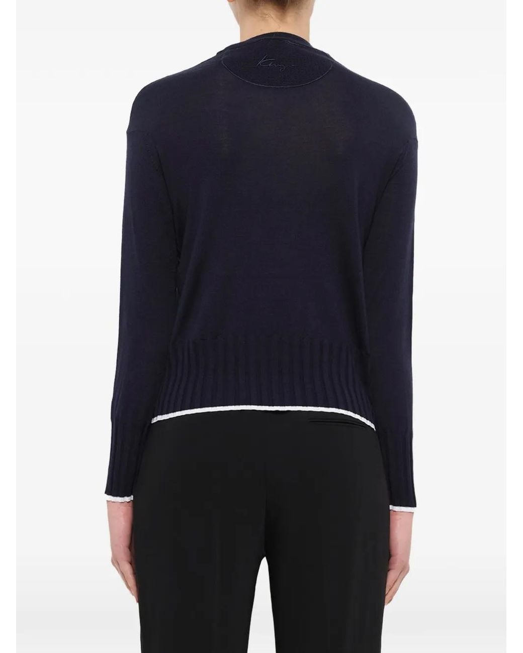 KENZO Blue Gerippter Strickpullover