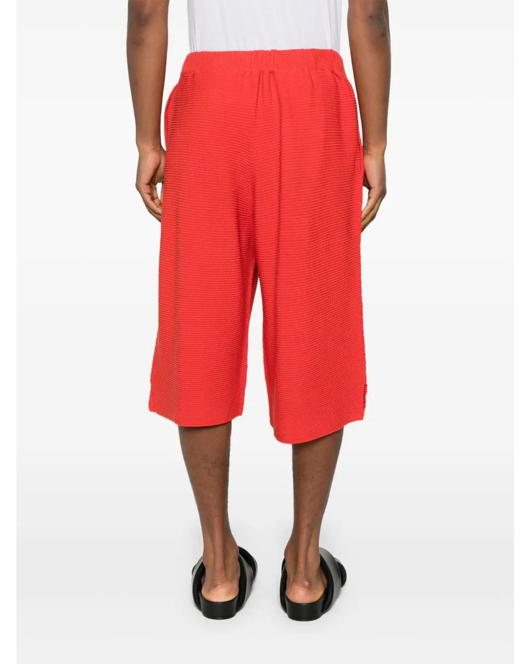 Homme Plissé Issey Miyake Red Cotton Shorts for men