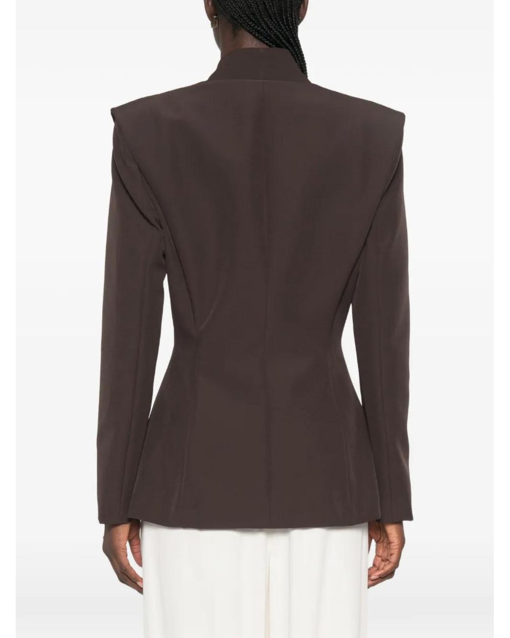 Imperial Brown Padded-Shoulder Single-Breasted Jacket