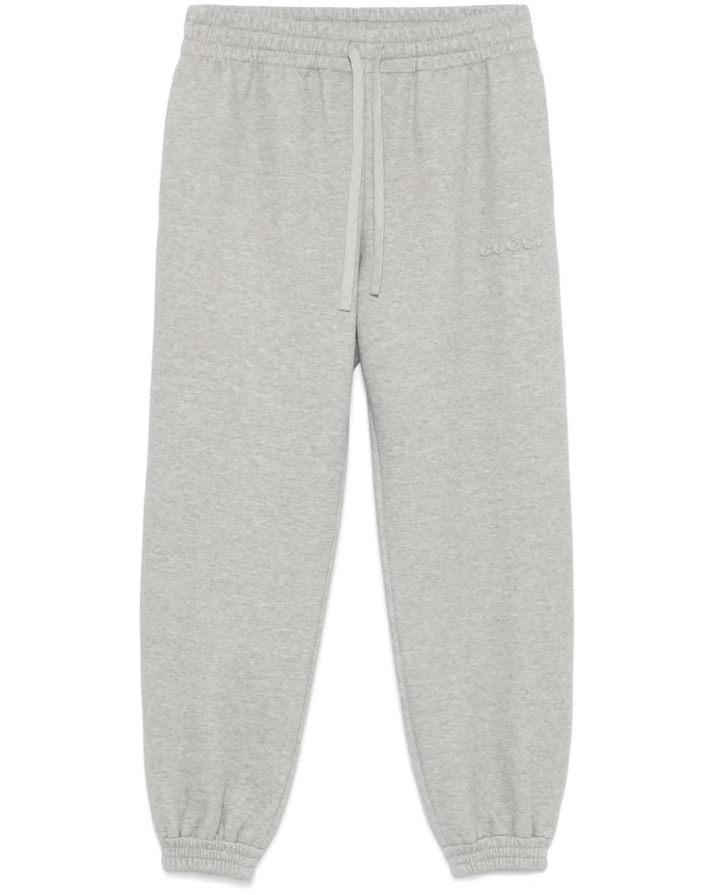 Gucci Gray Logo-Embossed Track Pants for men