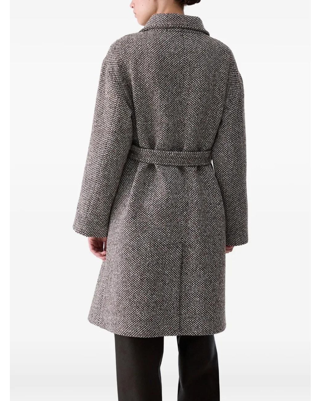 Liu Jo Gray Wool Coat With Belt