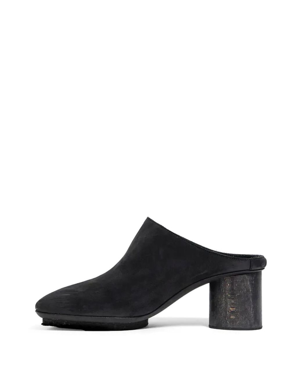 Uma Wang Black Block-Heel Leather Mules